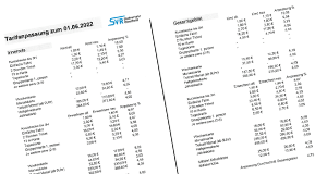 Tarifanpassung SVR
